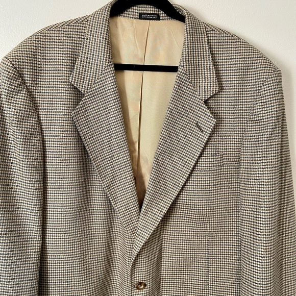 Classic Oscar de la Renta Mini Houndstooth Full Lined Sport Coat Suit Jacket 48L - Picture 2 of 10